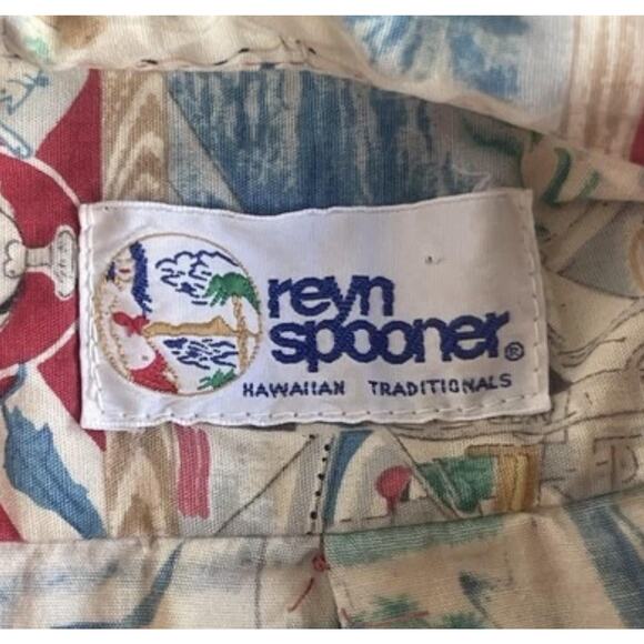 Vintage Reyn Spooner Shirt Mens Large Fishing Boats Marlin Hawaiian Aloha 90s - Picture 7 of 11